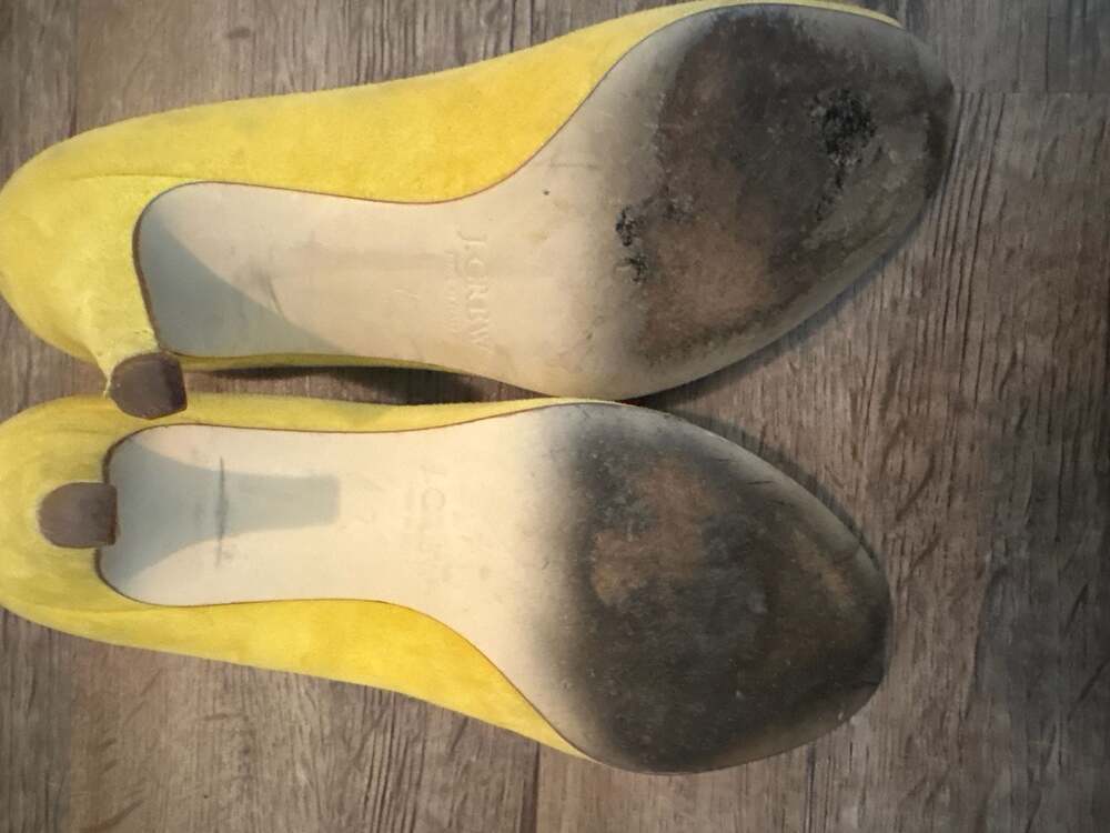 J.Crew Yellow Suede Pom-Pom Pumps Size 7 - Picture 6 of 10